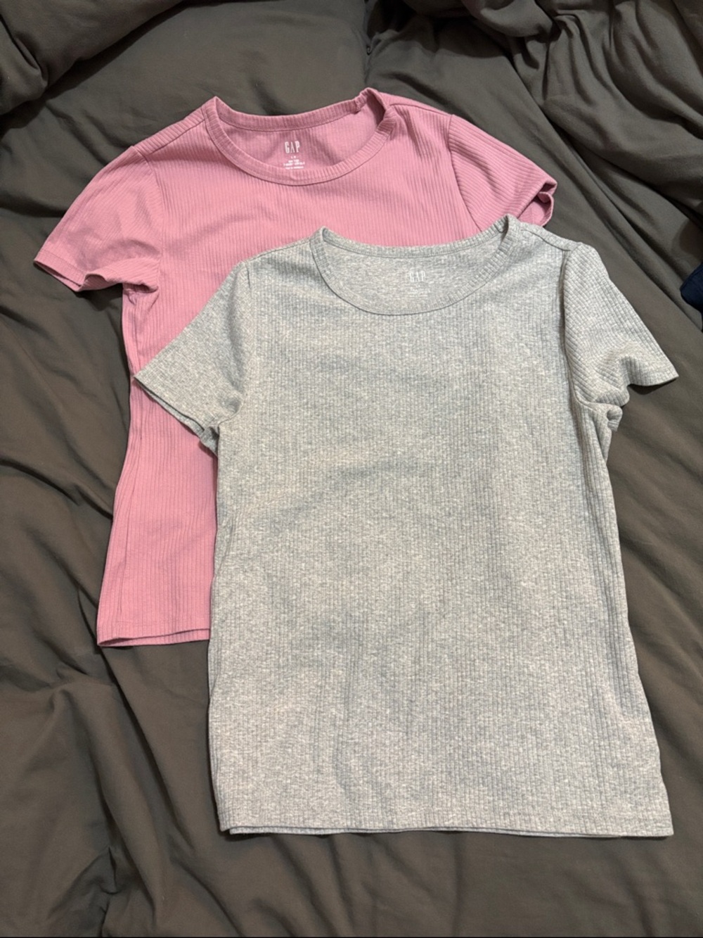 GAP RIB TEE - Pink & Light Gray